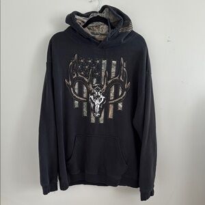 Buck Wear Skull Size XXL  Camo Black Pullover Sweatshirt Men’s Hoodie